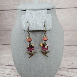 Lightweight floral, bird earrings